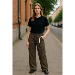 SANCTUARY Pants Size 32 NEW Houndstooth Slacks Level Up Cargo Wide Leg
